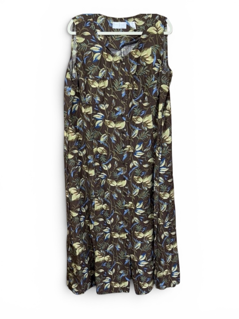 Liz Claiborne LINEN Sleeveless Floral 90s Tie Back Maxi Dress - Picture 11 of 11